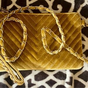 Velvet Mustard Chevron Pattern Clutch